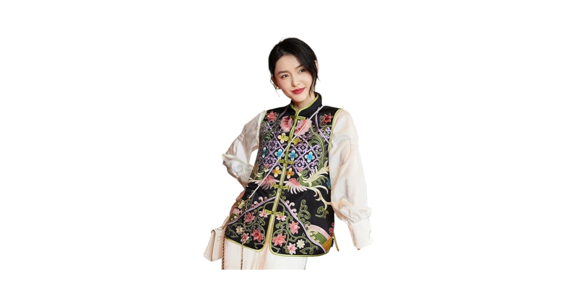 国内で当店のみ JIECHI - Embroidery Double-Layered Vest Silky 619+71QiWzL._UY1000_.jpg